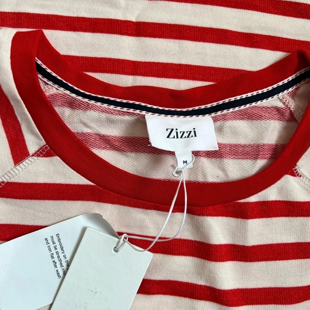 Zizzi Women's White Red Striped Pullover Sweatshirt Top Sz US 16 XL NWT Nautical - Picture 5 of 8